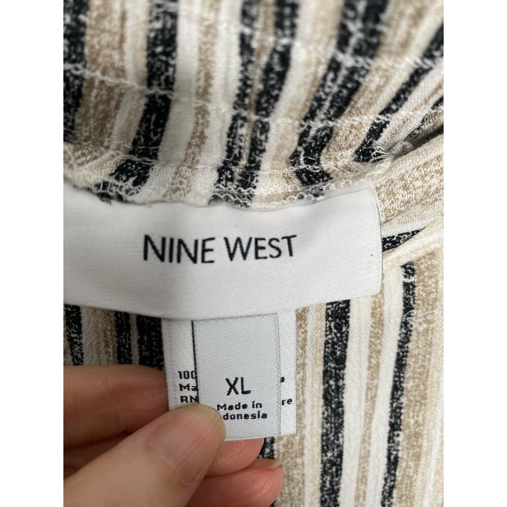 Nine West Womens Wide-Leg Lounge Pants Beige White Stripe Elastic Waist Size XL - Picture 7 of 7